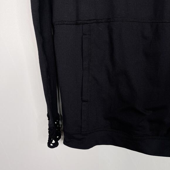 Alala Small Black Mesh Pieced Hoodie Long Sleeve Athleisure Sweatshirt Hood - Picture 4 of 10